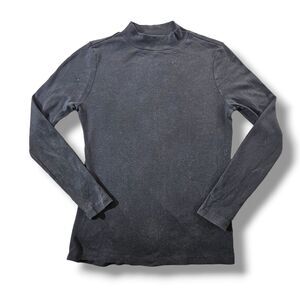 White Stag Blouse  Black Size Small Long Sleeve Mock Turtleneck Top Pullover